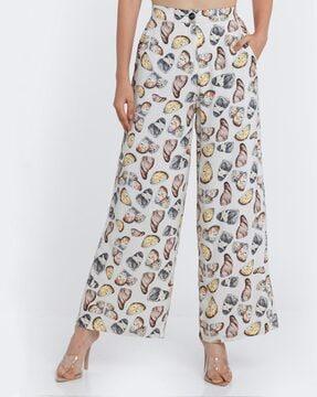 graphic print trousers with elasticated waist
