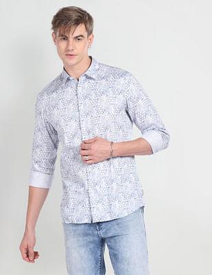 graphic print twill shirt