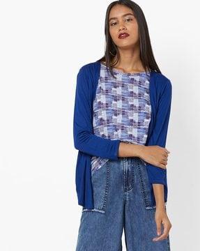graphic print twofer top