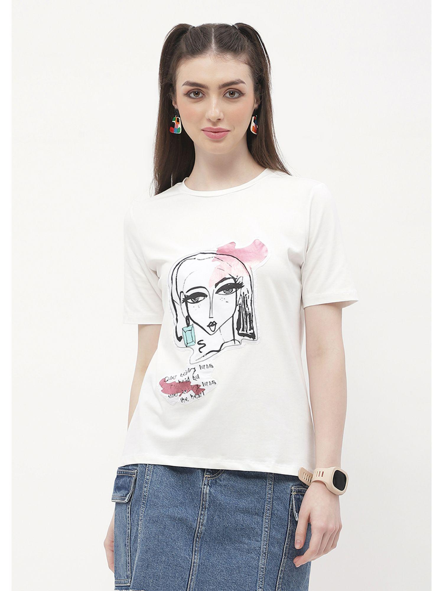 graphic print white regular t-shirt