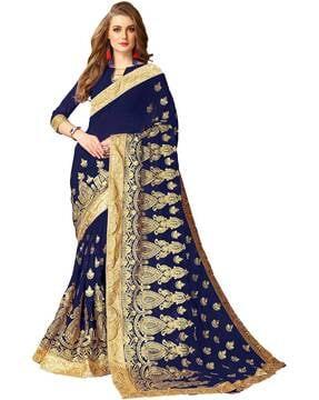 graphic print zari border saree