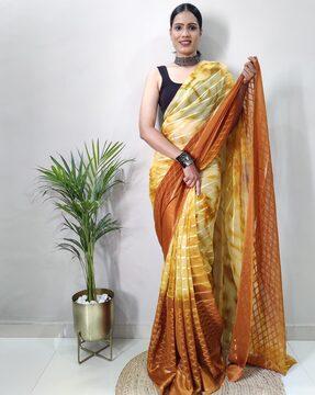 graphic print zari border saree