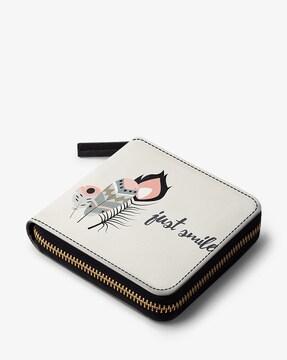 graphic print zip-around travel wallet