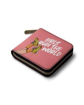 graphic print zip-around travel wallet