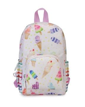 graphic print zipper travel backpack-11 inch