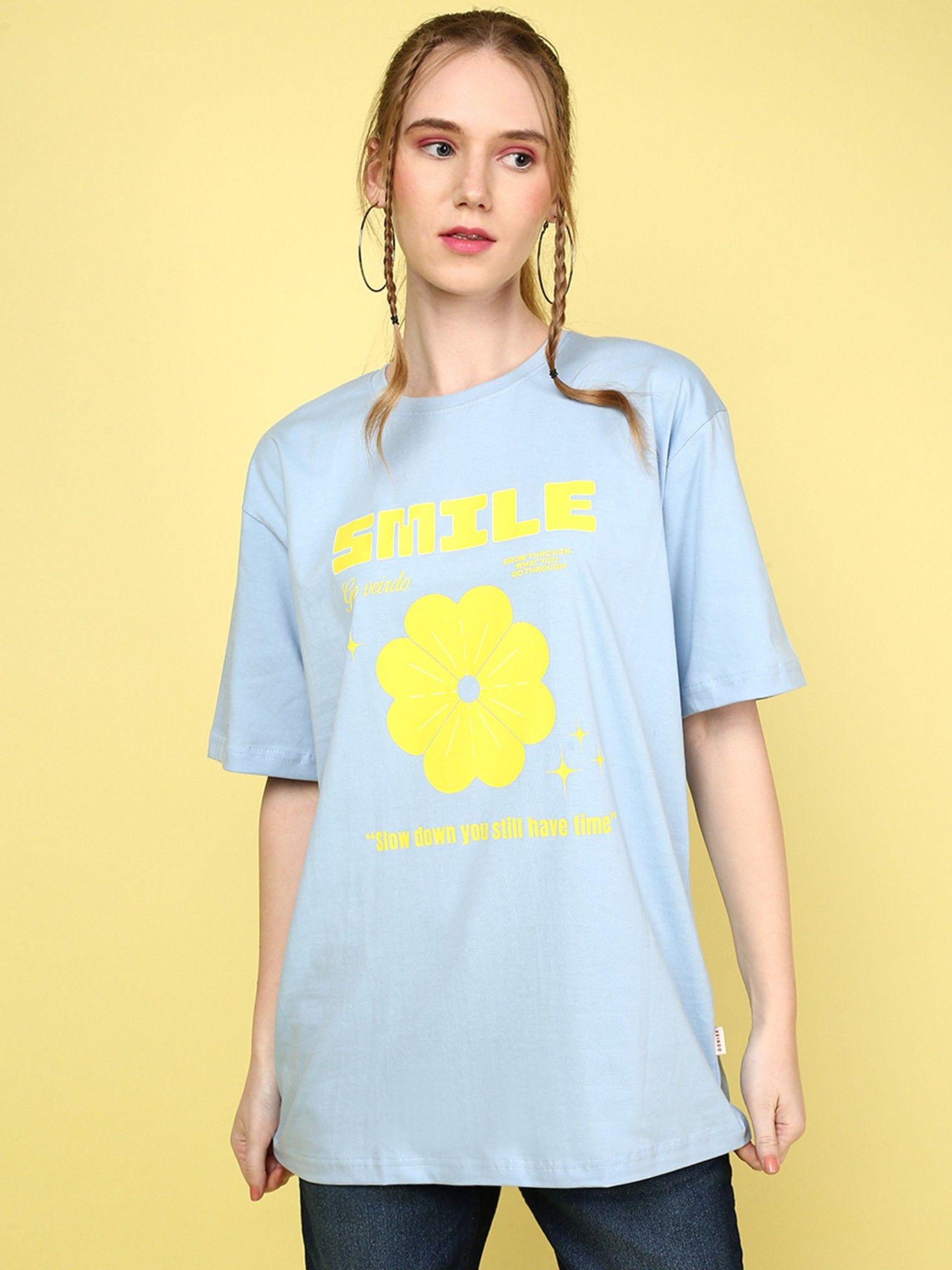 graphic printed light blue oversized t-shirt