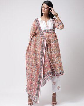 graphic printed round neck kurti