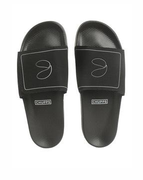 graphic printed slides with velcro strap