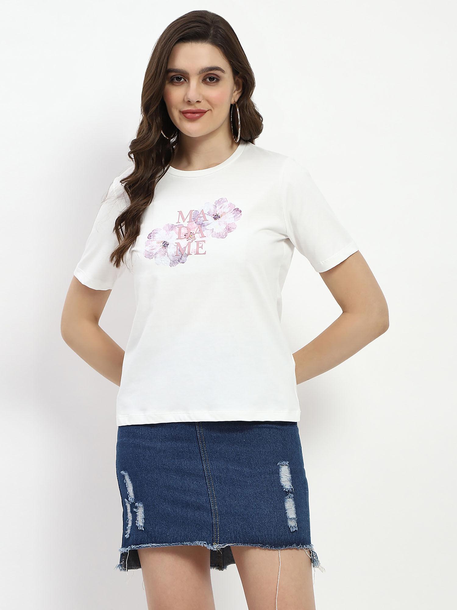 graphic printed white cotton t-shirt