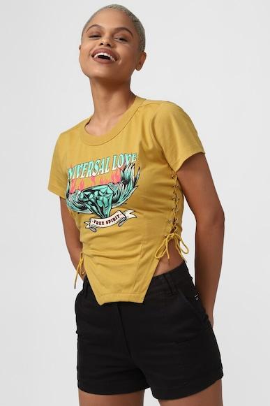 graphic regular fit cropped crop tops