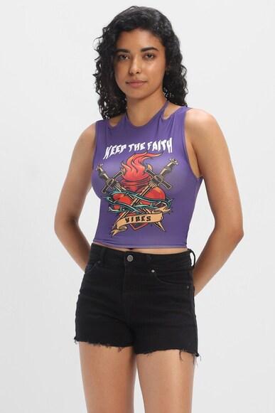 graphic regular fit cropped tank tops
