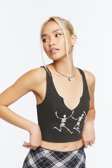 graphic regular fit cropped tank tops