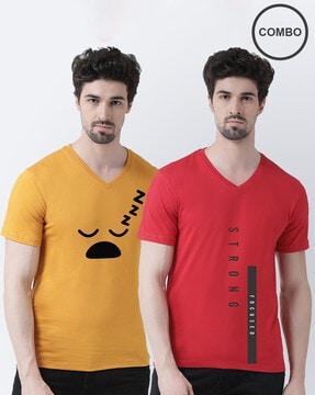 graphic regular fit v-neck t-shirt