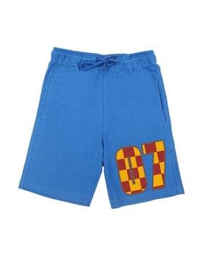 graphic shorts with elasticated drawstring waistband