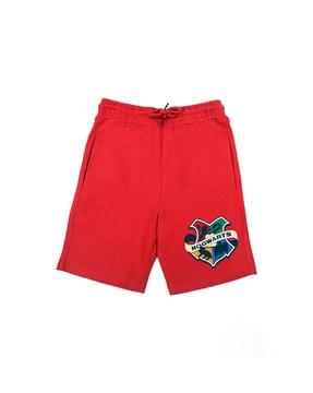 graphic shorts with elasticated drawstring waistband