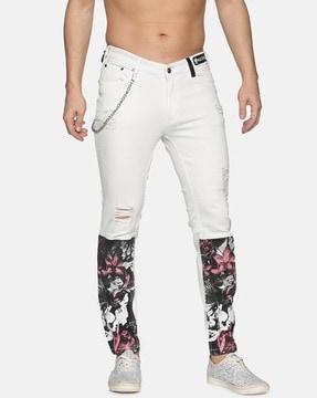 graphic tapered jeans