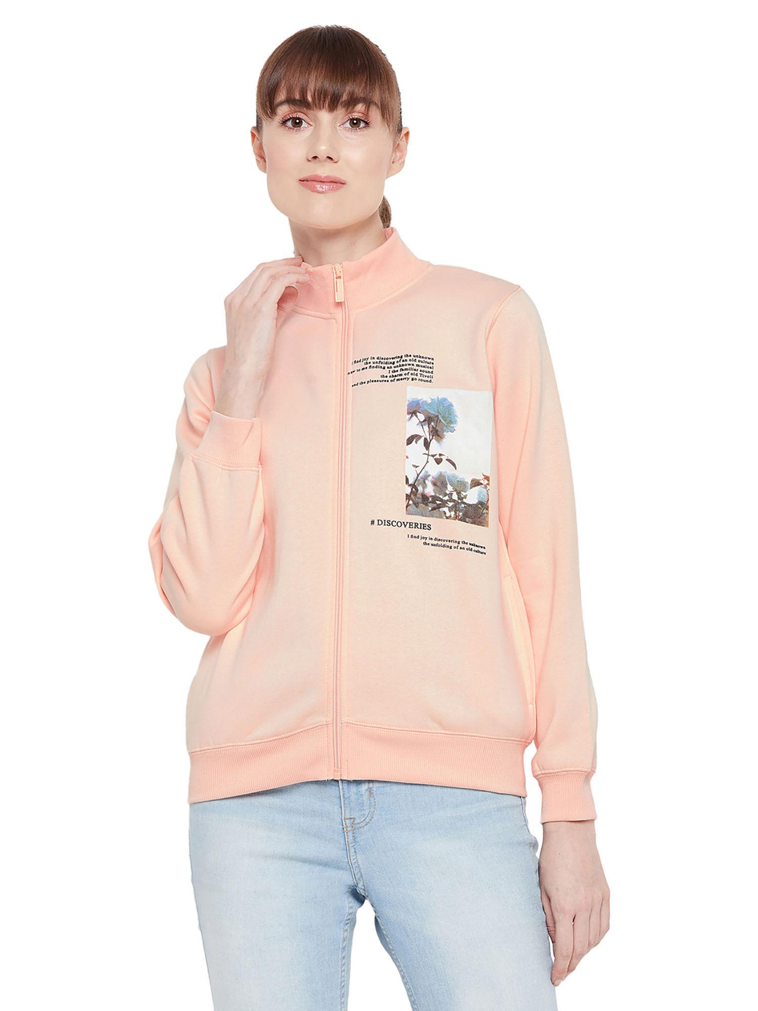 graphic typography peach sweatshirt