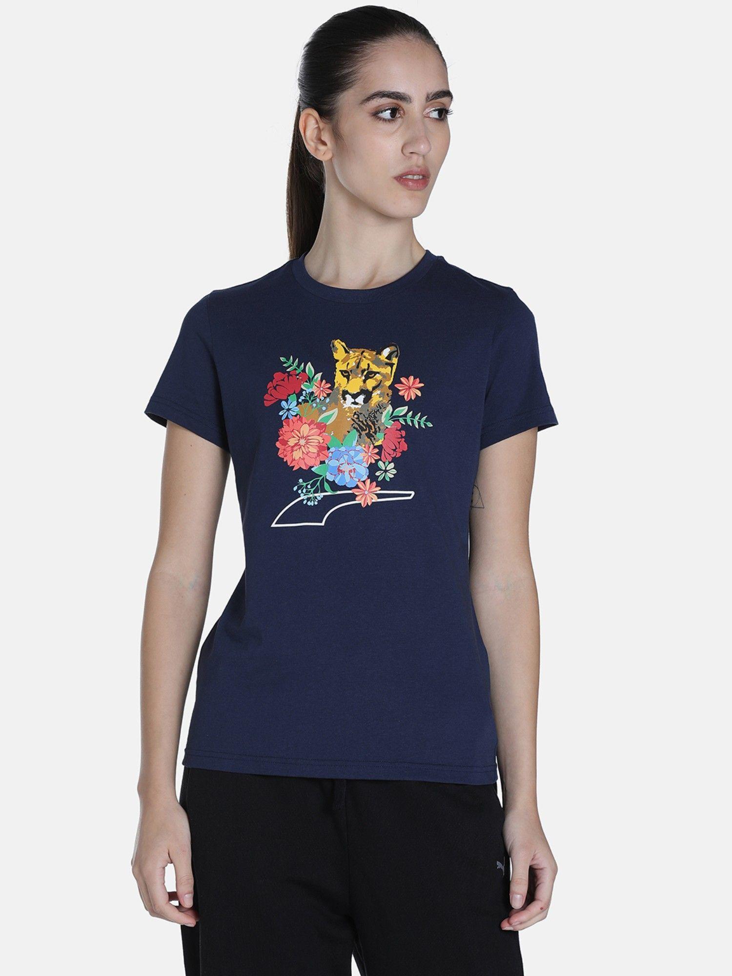 graphic women navy blue t shirt