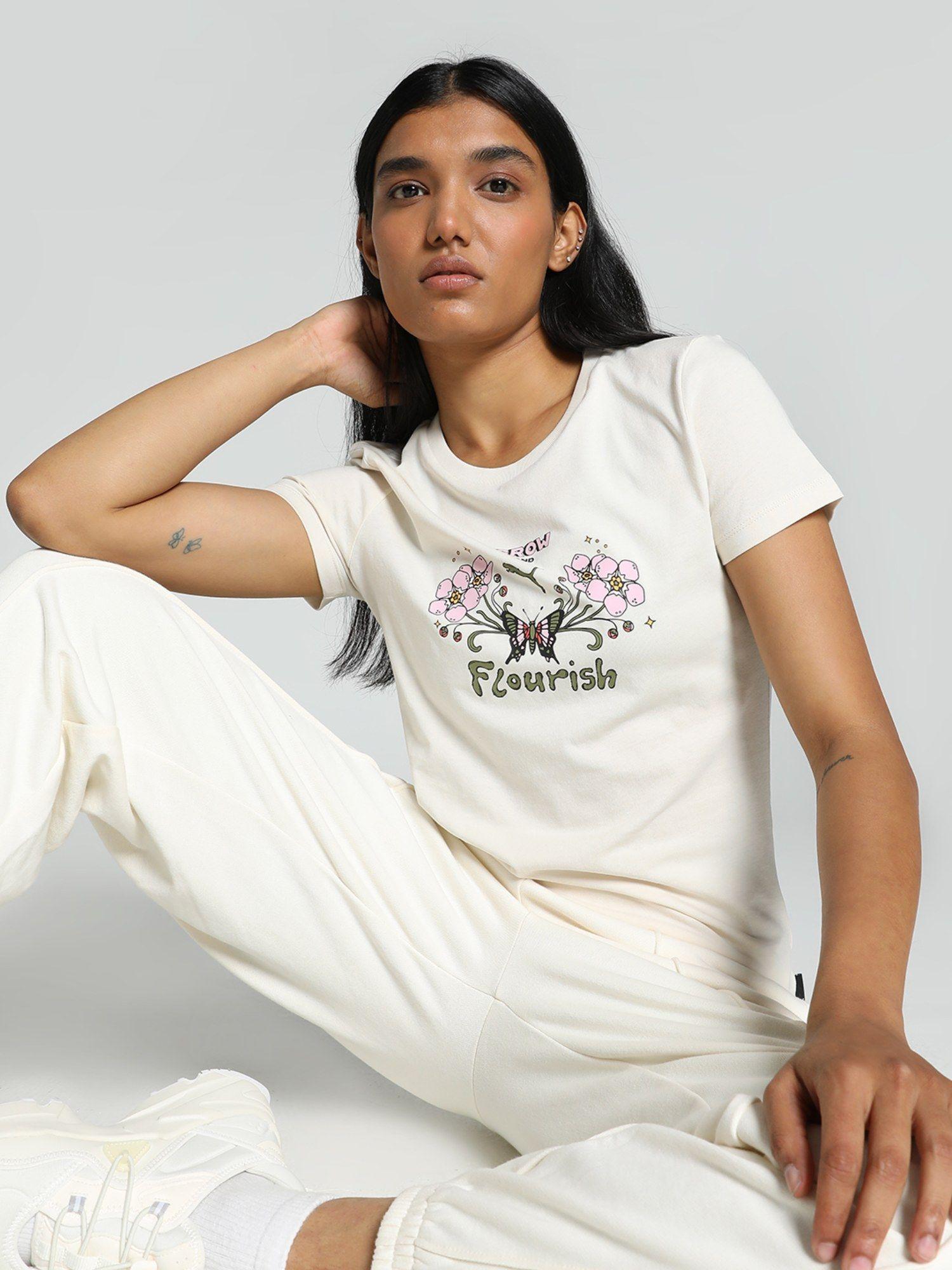 graphics grow & flourish womens white t-shirt