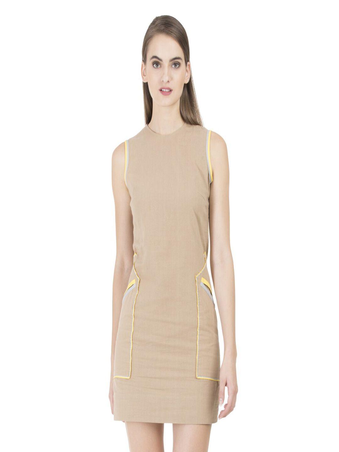 grass by gitika goyal cotton round neck bodycon mini dress