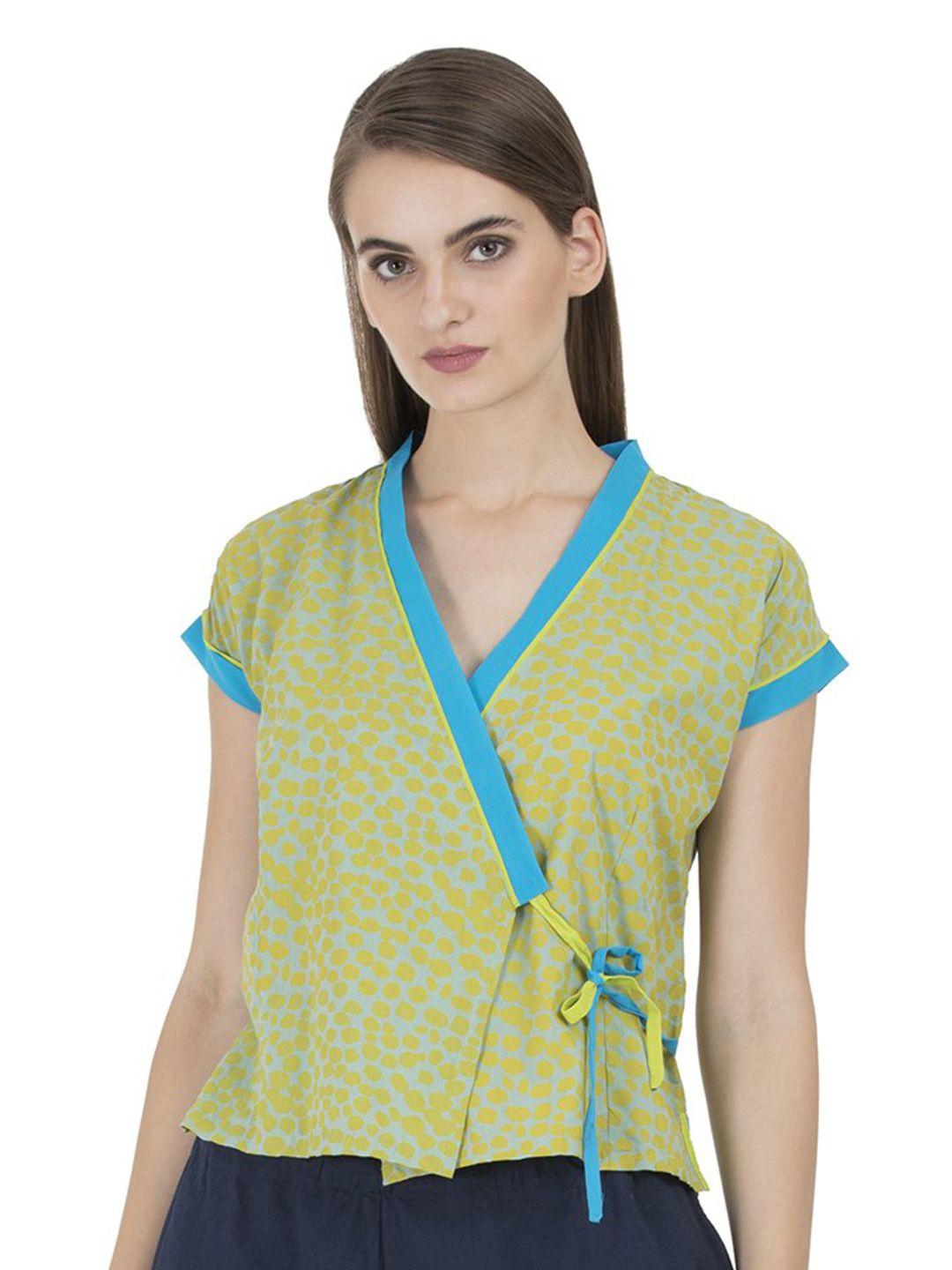 grass by gitika goyal print extended sleeves wrap top