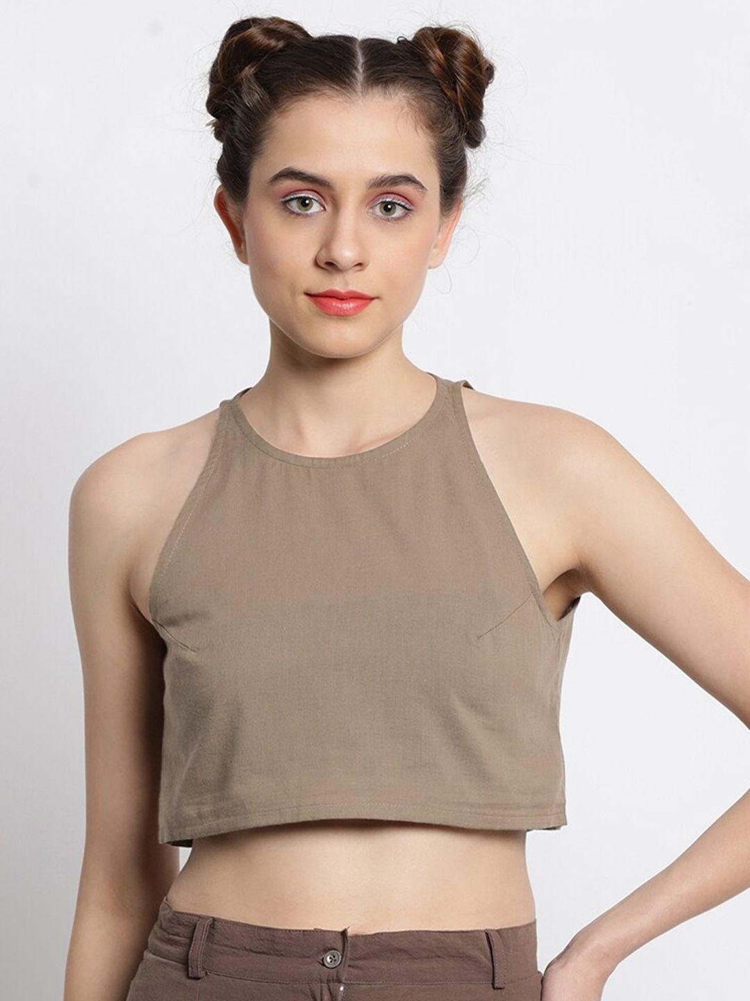 grass by gitika goyal sleeveless boxy crop cotton top