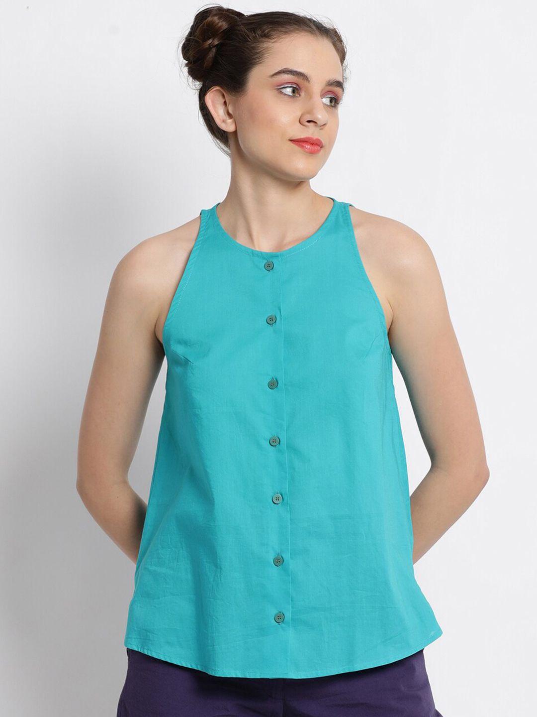 grass by gitika goyal sleeveless shirt style cotton top