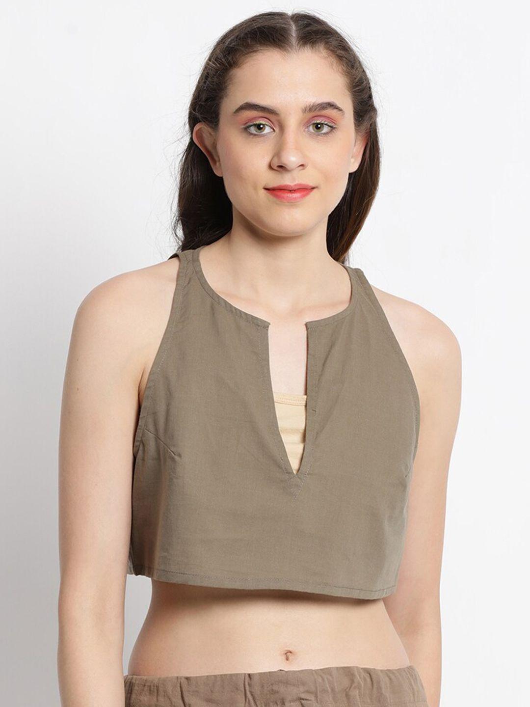 grass by gitika goyal v-neck crop cotton top