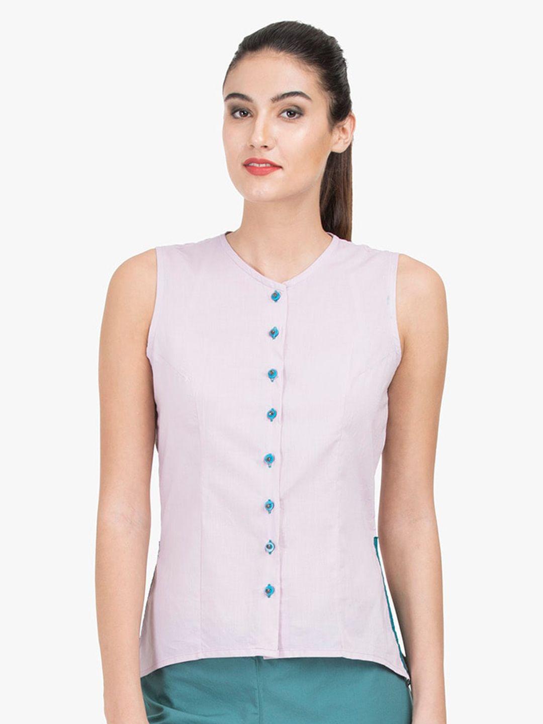 grass by gitika goyal v-neck sleeveless shirt style top