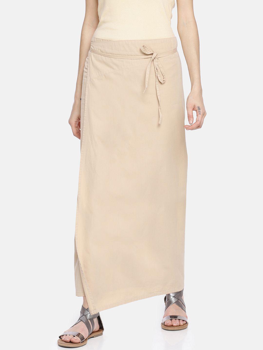 grass by gitika goyal women beige solid wrap maxi skirt