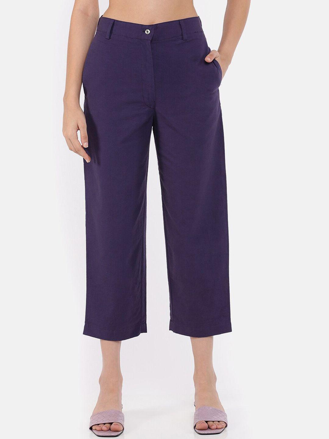 grass by gitika goyal women cotton smart slim fit high-rise culottes trousers