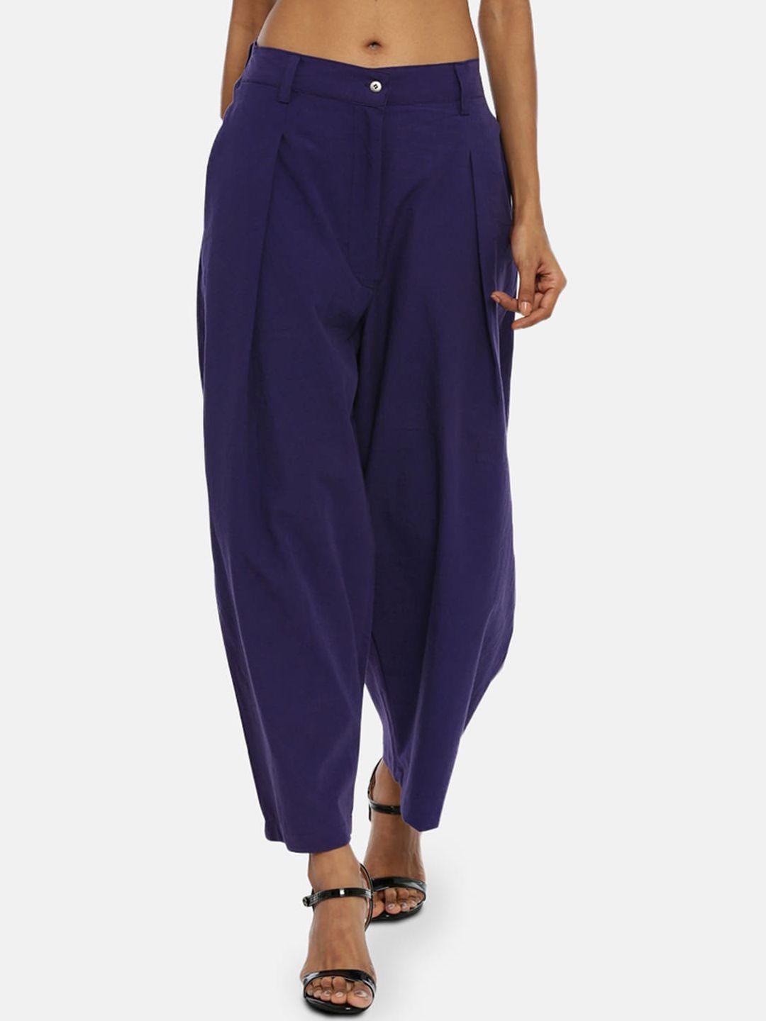 grass by gitika goyal women purple pleated trousers