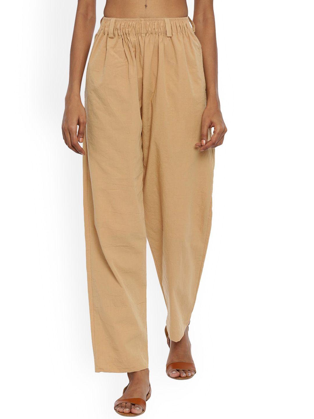 grass by gitika goyal women relaxed cotton loose fit high-rise trousers