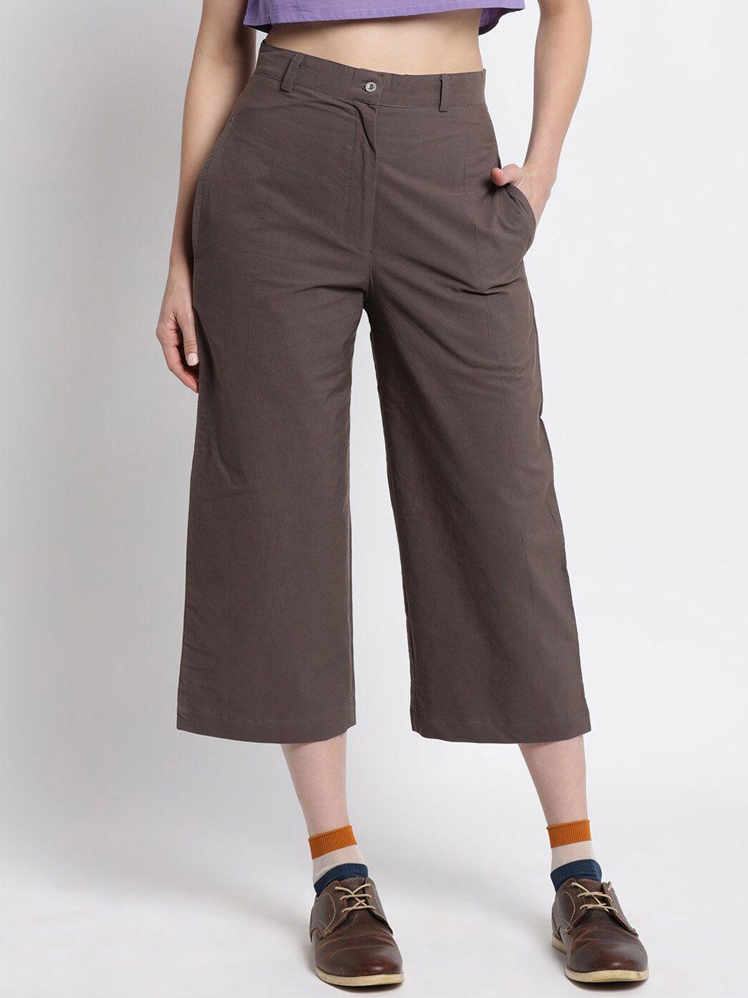 grass by gitika goyal women smart slim fit high-rise cotton culottes trousers