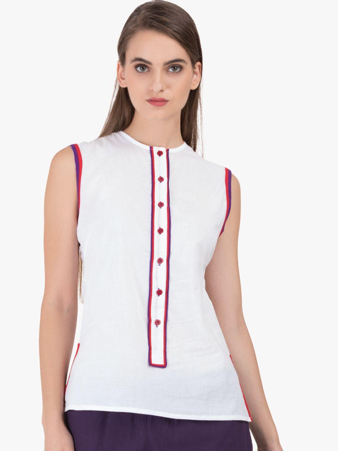 grass by gitika goyal women white solid pure cotton top