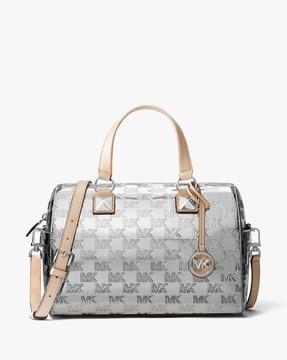 grayson medium logo embossed patent crossbody bag