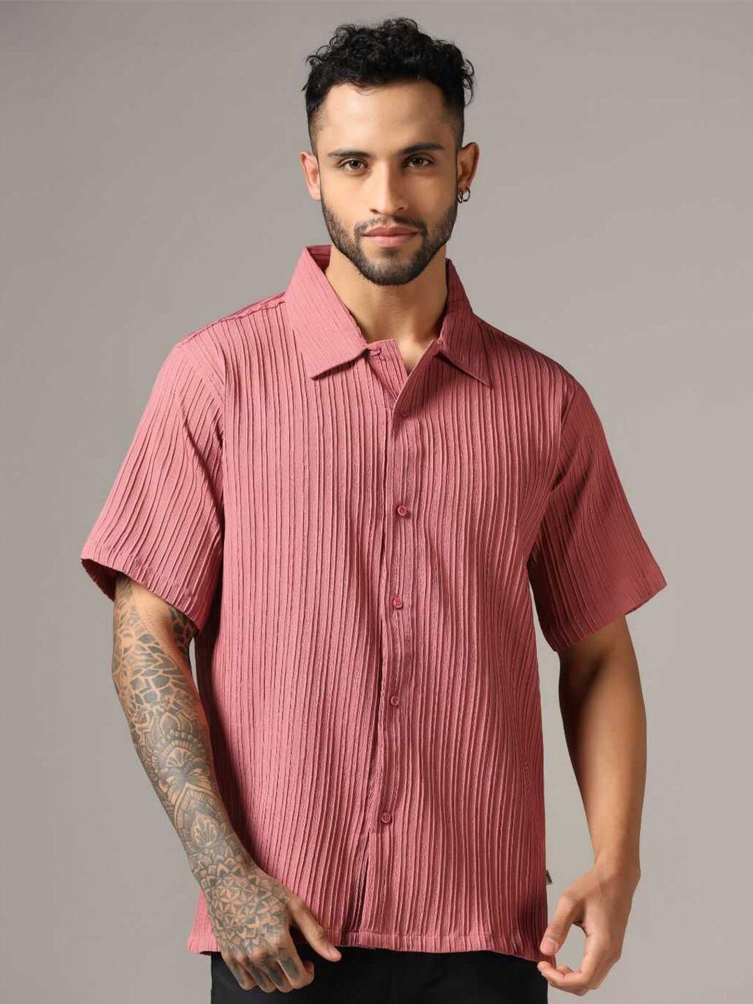 greciilooks men classic opaque striped casual shirt