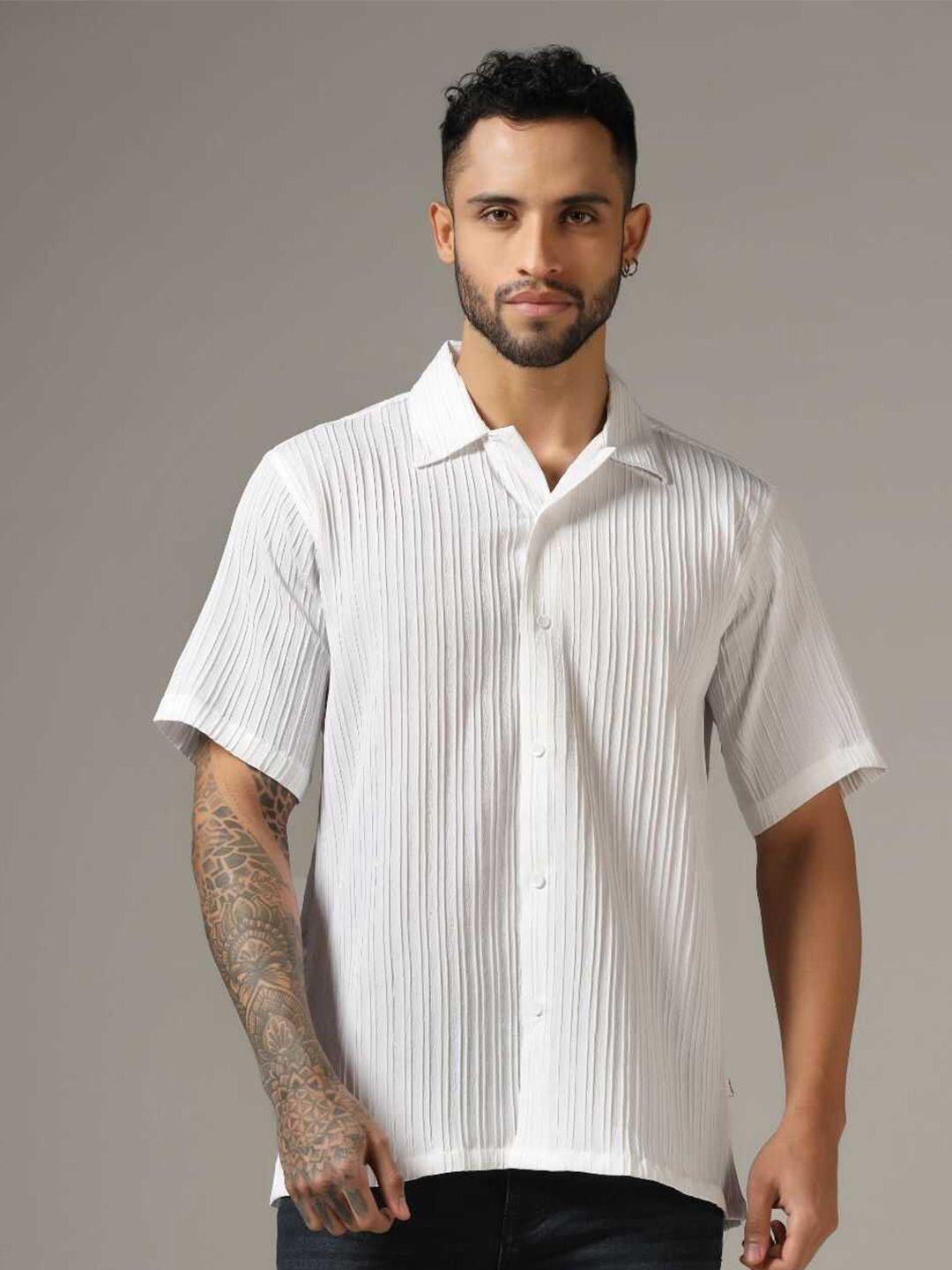 greciilooks men classic opaque striped casual shirt