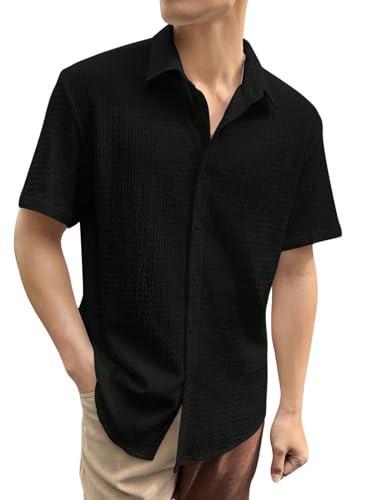 greciilooks men polycotton casual regular fit shirt (black, medium)