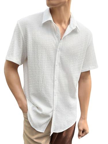 greciilooks mens casual poly cotton regular fit shirt (white, large)