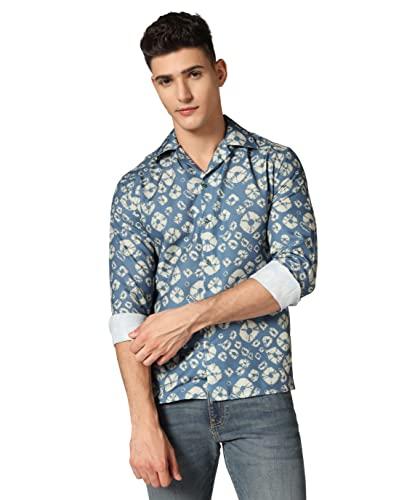 greciilooks mens western rayon regular fit shirt (blue, large)