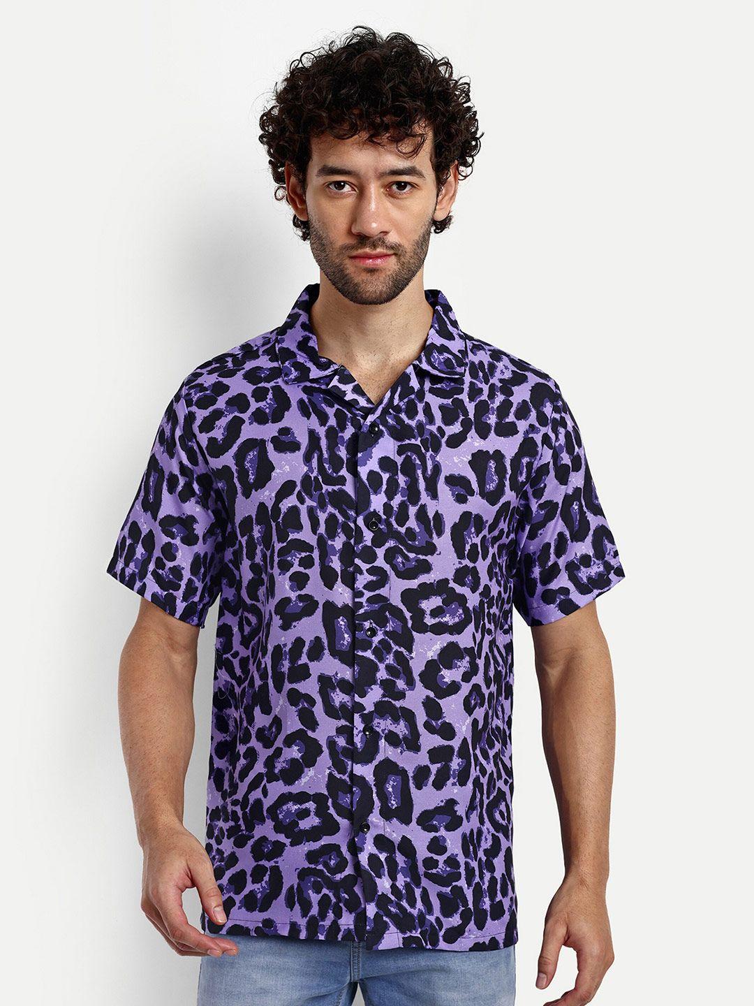 greciilooks relaxed animal printed cuban collar casual shirt