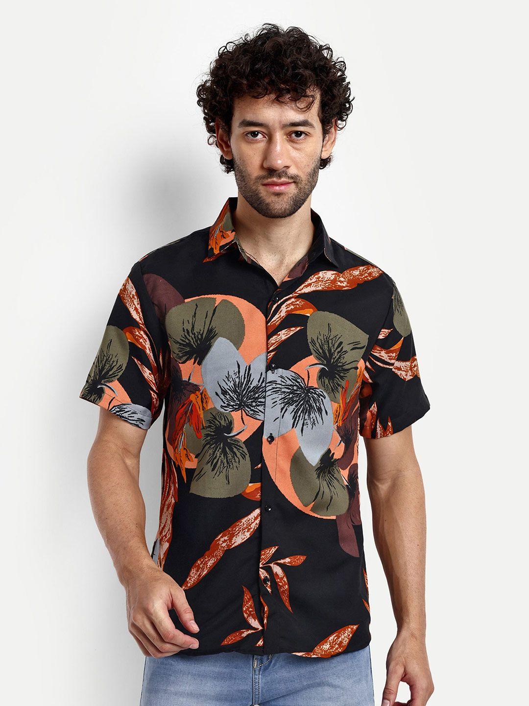 greciilooks relaxed floral printed spread collar casual shirt