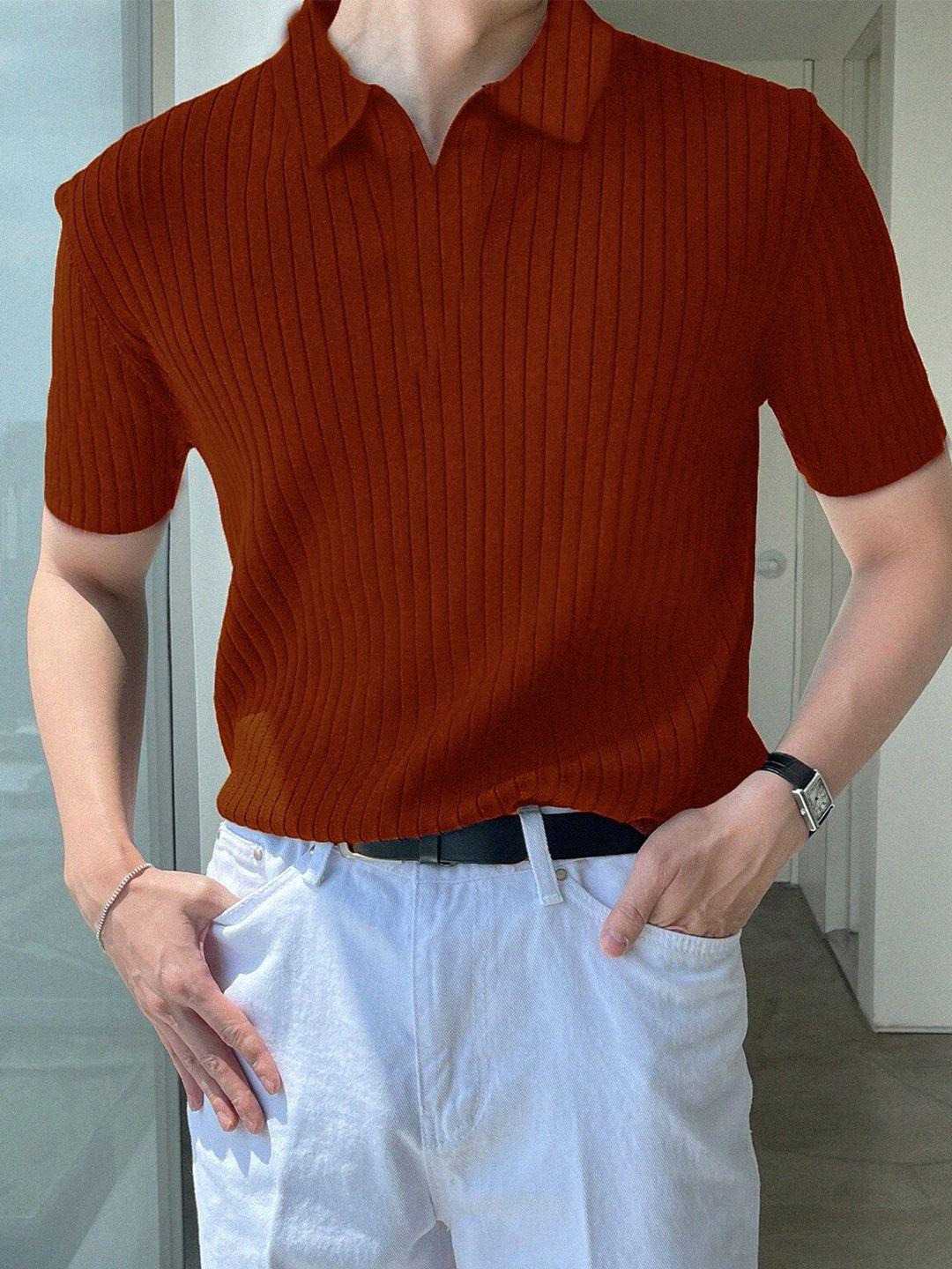 greciilooks striped polo collar cotton casual t-shirt