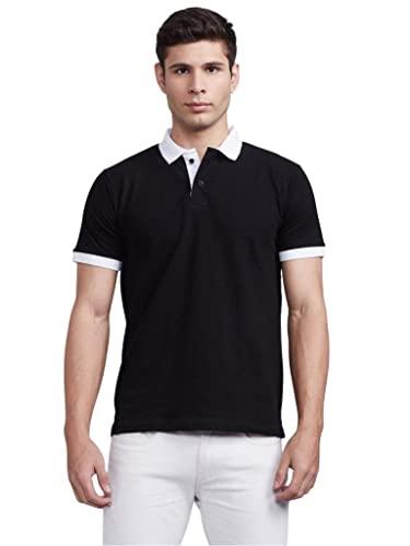 greciilooks t-shirts for men| solid plain t-shirts| polo-collar neck t shirt| half sleeves casual t-shirt for men| regular wear mens t-shirt| regular fit polo-neck t-shirt (large, black)