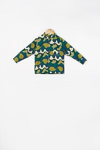 green & blue graphic printed shirt for boys