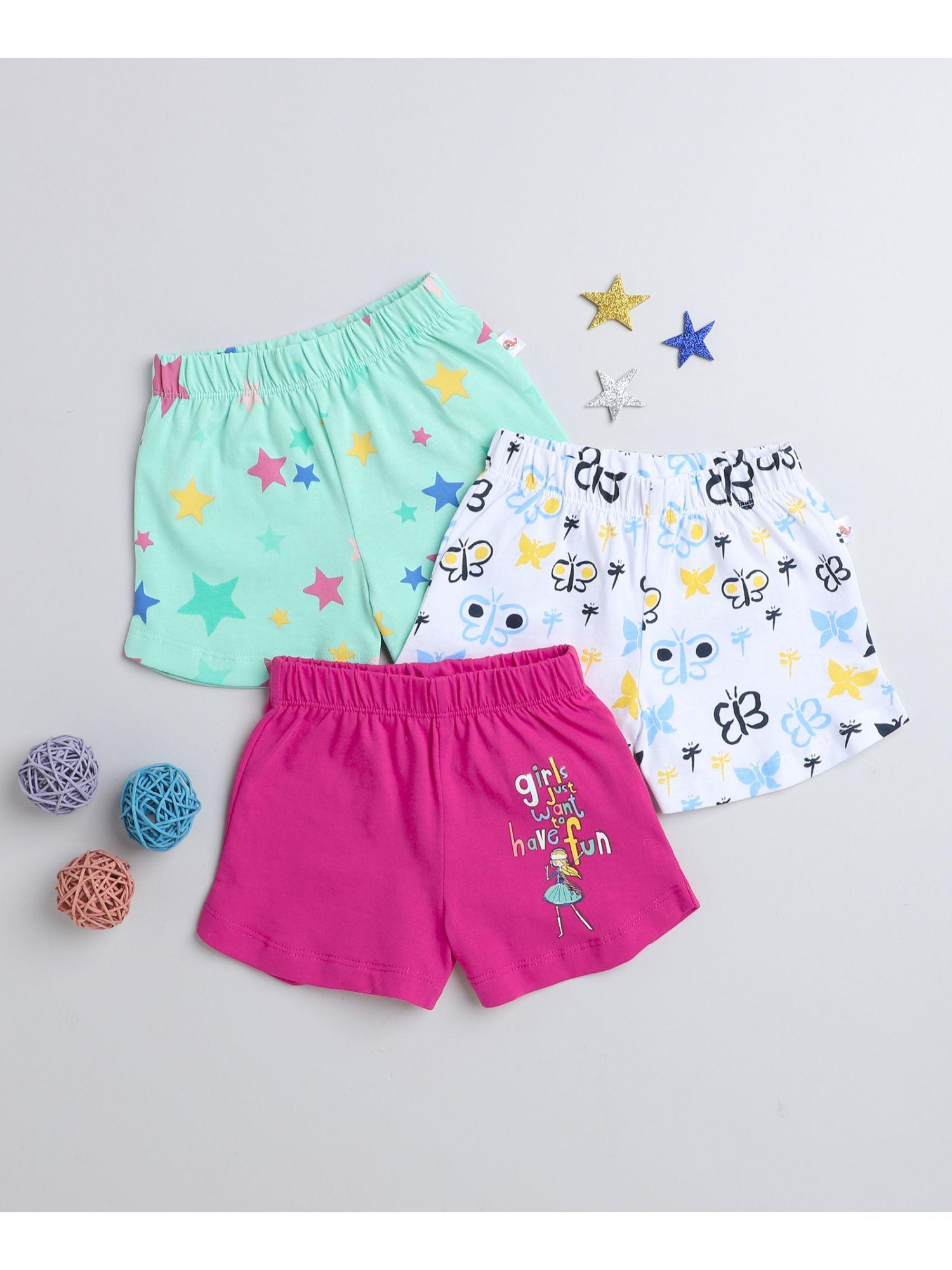 green-&-pink-girls-shorts-(pack-of-3)