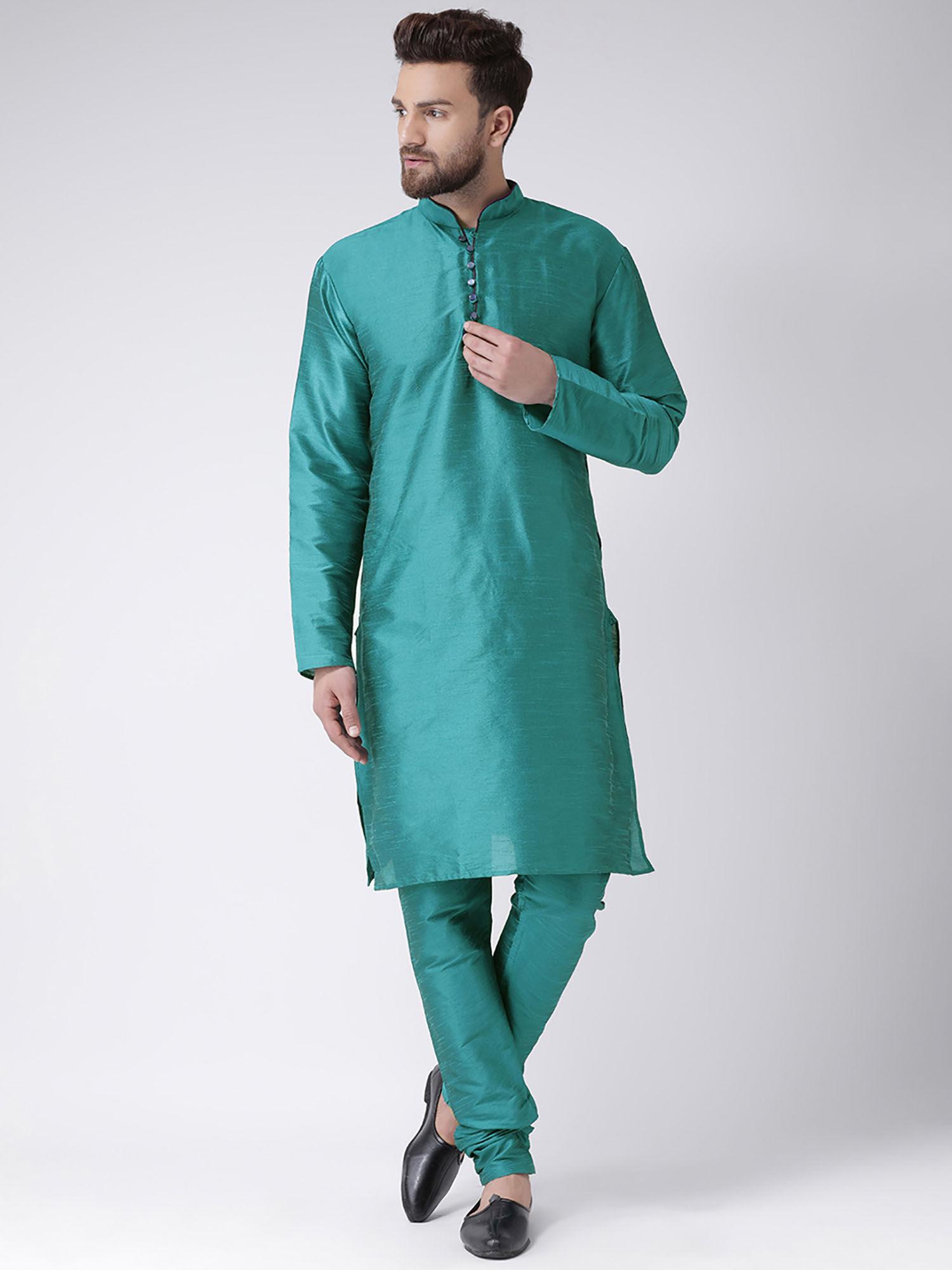 green 2 pics silk kurta set