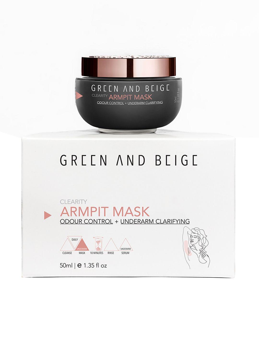 green and beige clearity armpit mask for clarifying underarms & odour control - 50ml