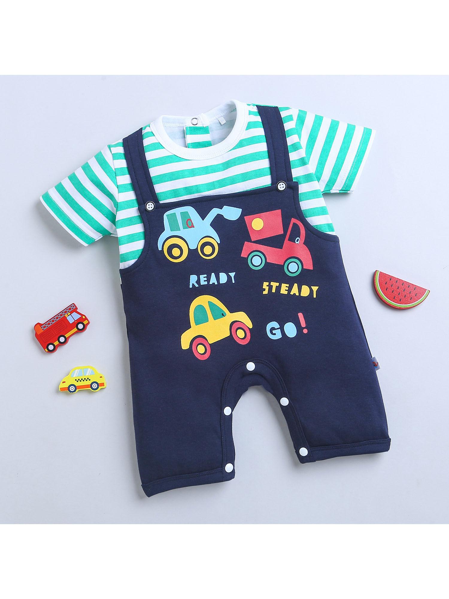 green boys half sleeves thigh length romper